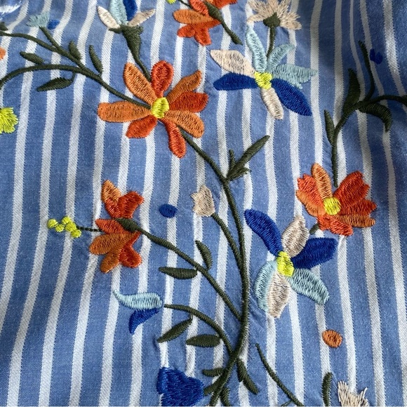 Ava & Viv Cotton Embroidered Plus Size Stripe Dresss - Picture 9 of 13